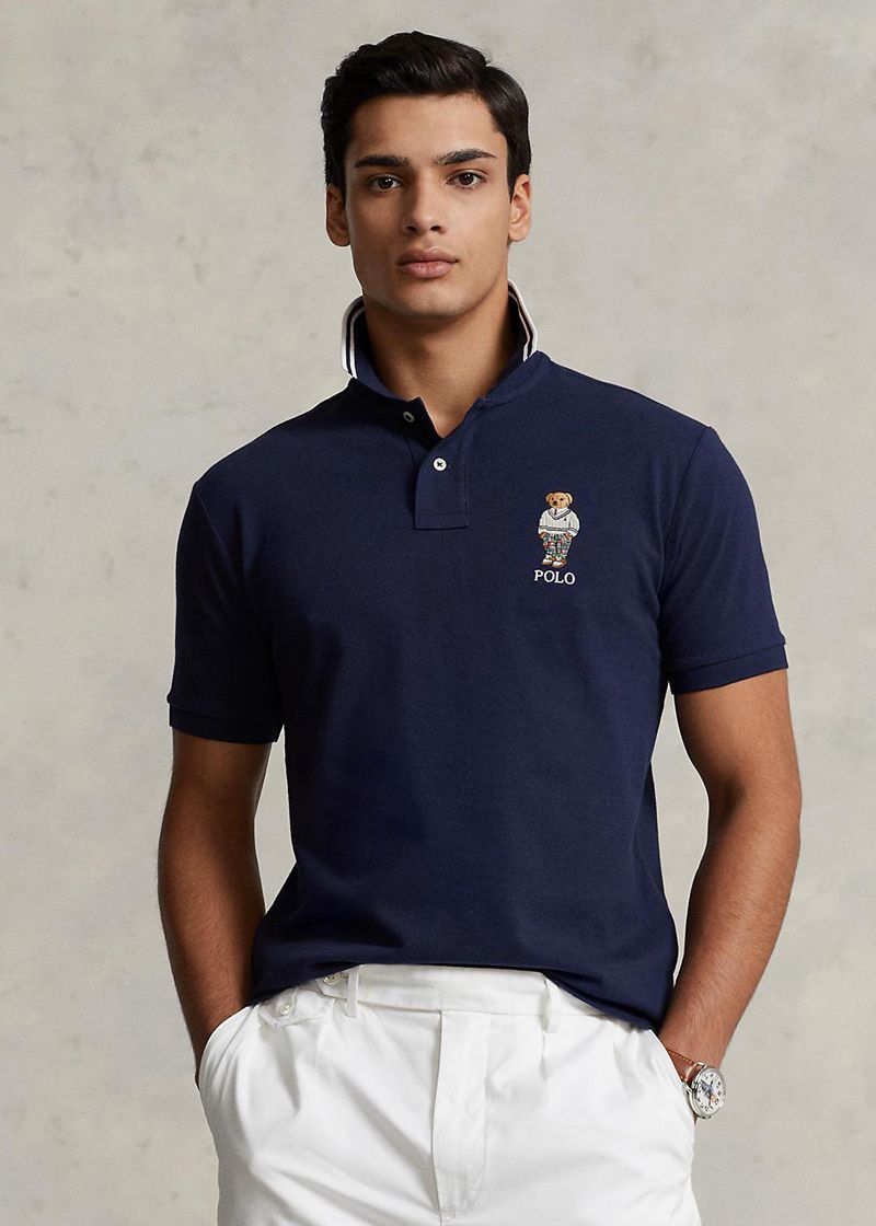 Poleras Polo Polo Ralph Lauren Hombre Custom Slim Bear Mesh Chile Azul Marino ZYNJE-6342